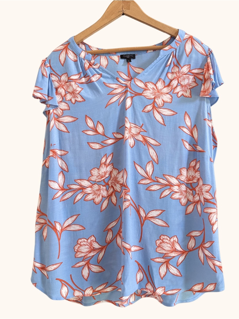 Talbots FLUTTER SLEEVE TOP - FLOWING HIBISCUS